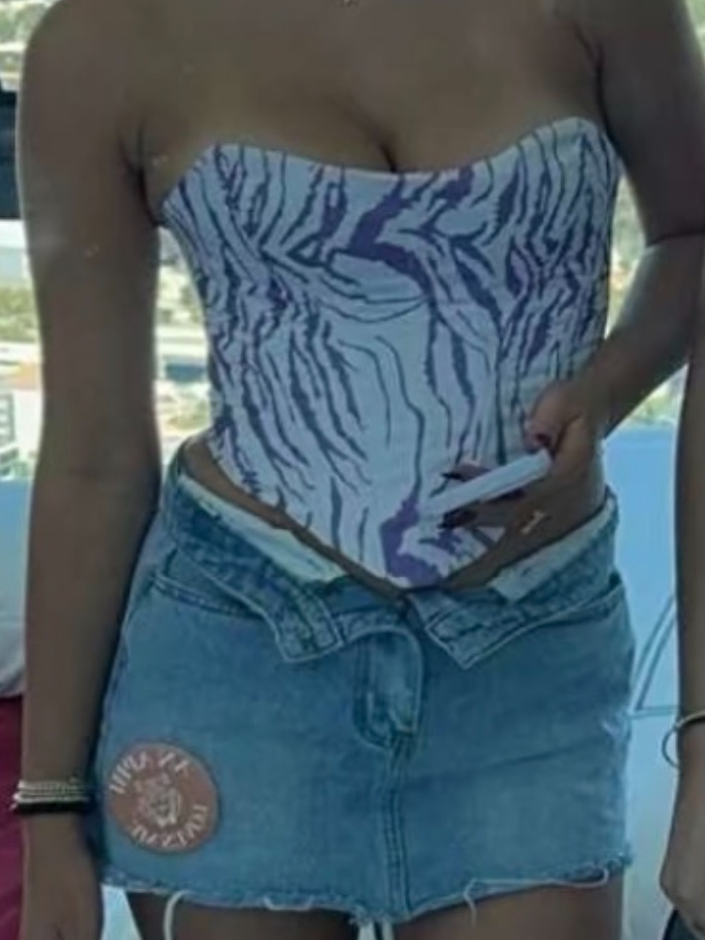 Purple zebra print corset top